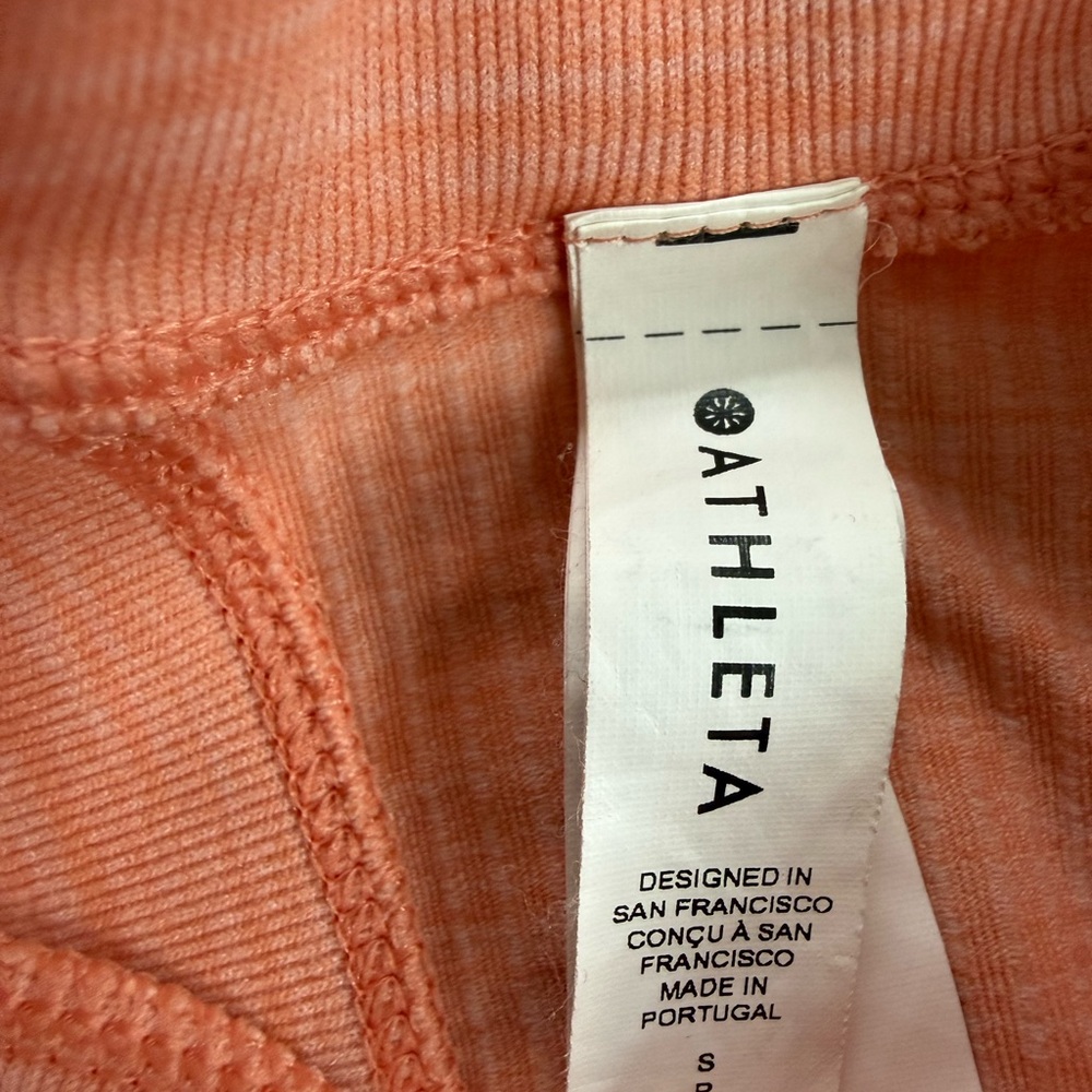 Like-new Athleta tank size small. Orange. fitted, high-neck and racerback.